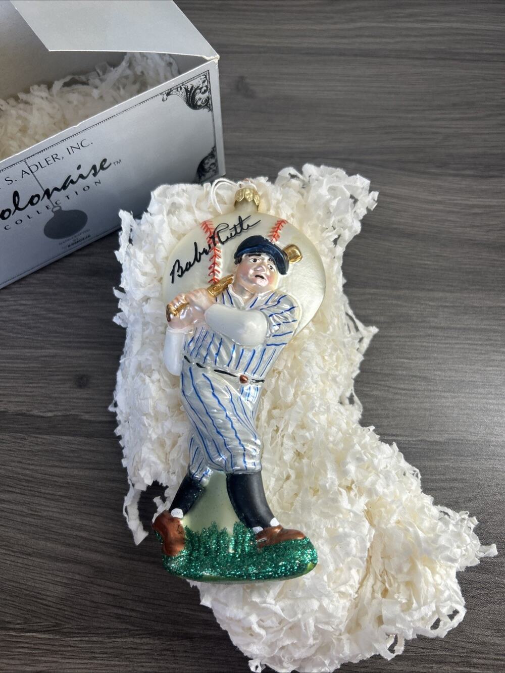 Kurt Adler Babe Ruth Ornament AP914 Polish Blown Glass Boxed Polonaise Vintage